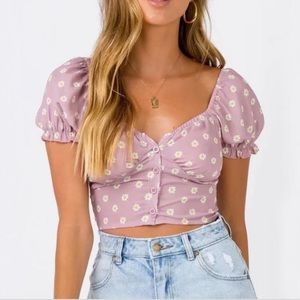 Princess Polly Dusty Pink Floral Crop Top